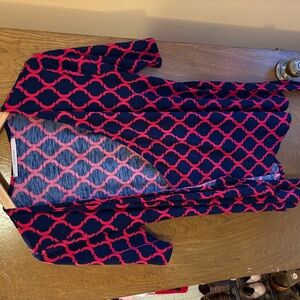 41 Hawthorn Blue and Pink Geometric Top